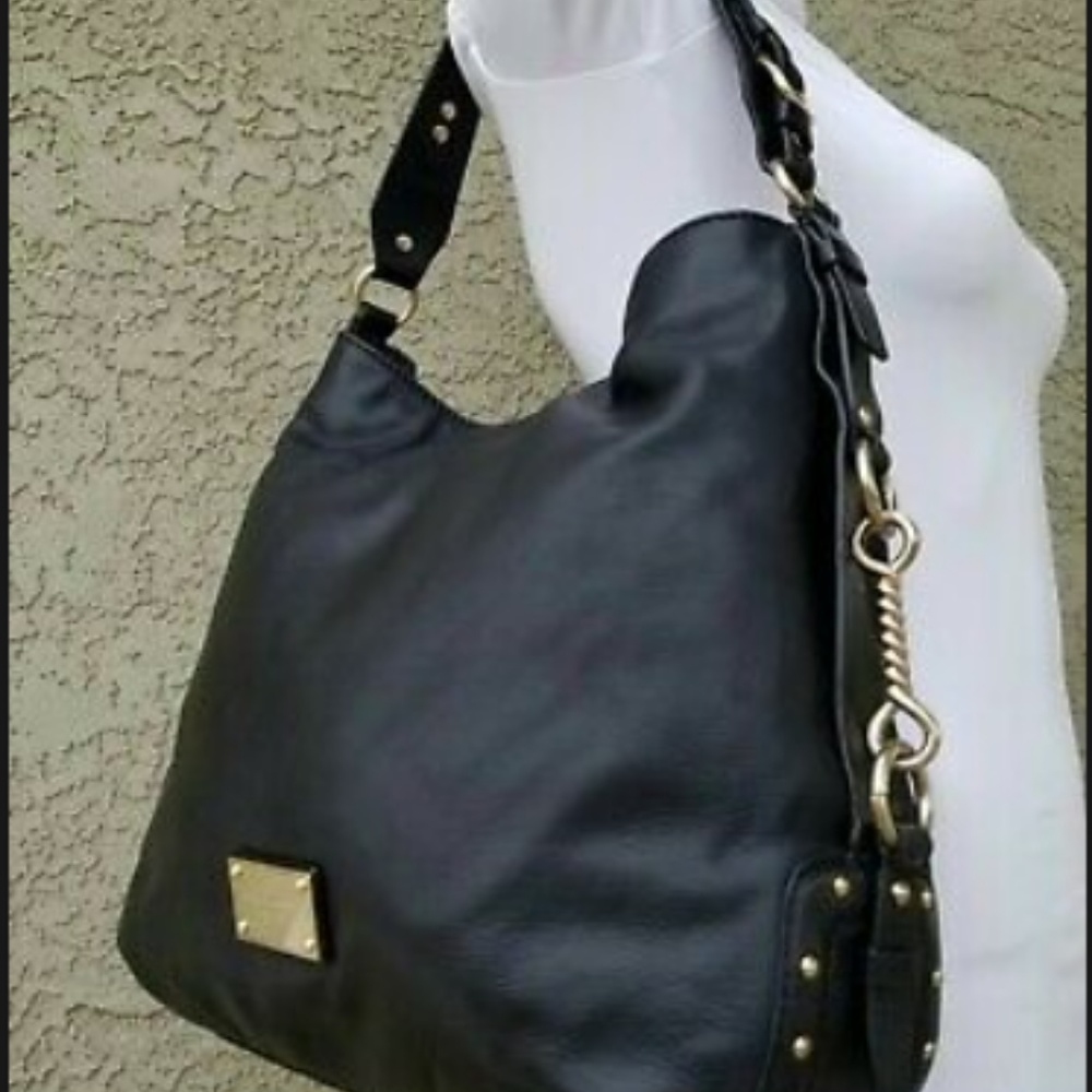 Big Valley Black Leather Shoulder Bag